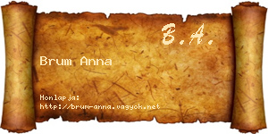 Brum Anna névjegykártya